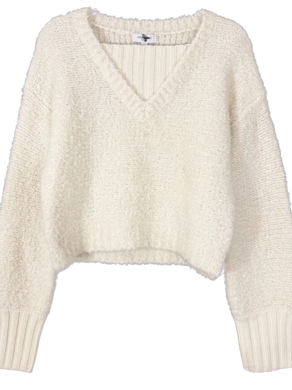 Alexa Chung Madewell Ivory Bouclé V-Neck Sweater Size Medium